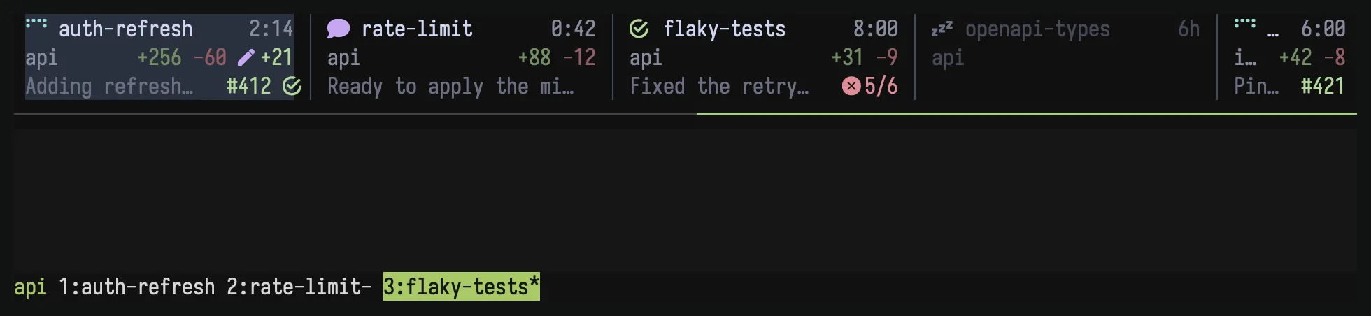 workmux sidebar as a horizontal top bar